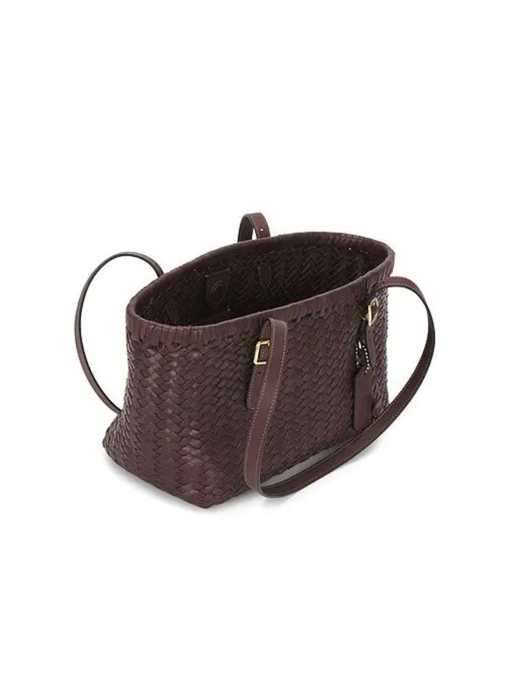 COACH Woven Leather Swing Tote Maple Retail CBF83 $600 - Picture 5 of 14